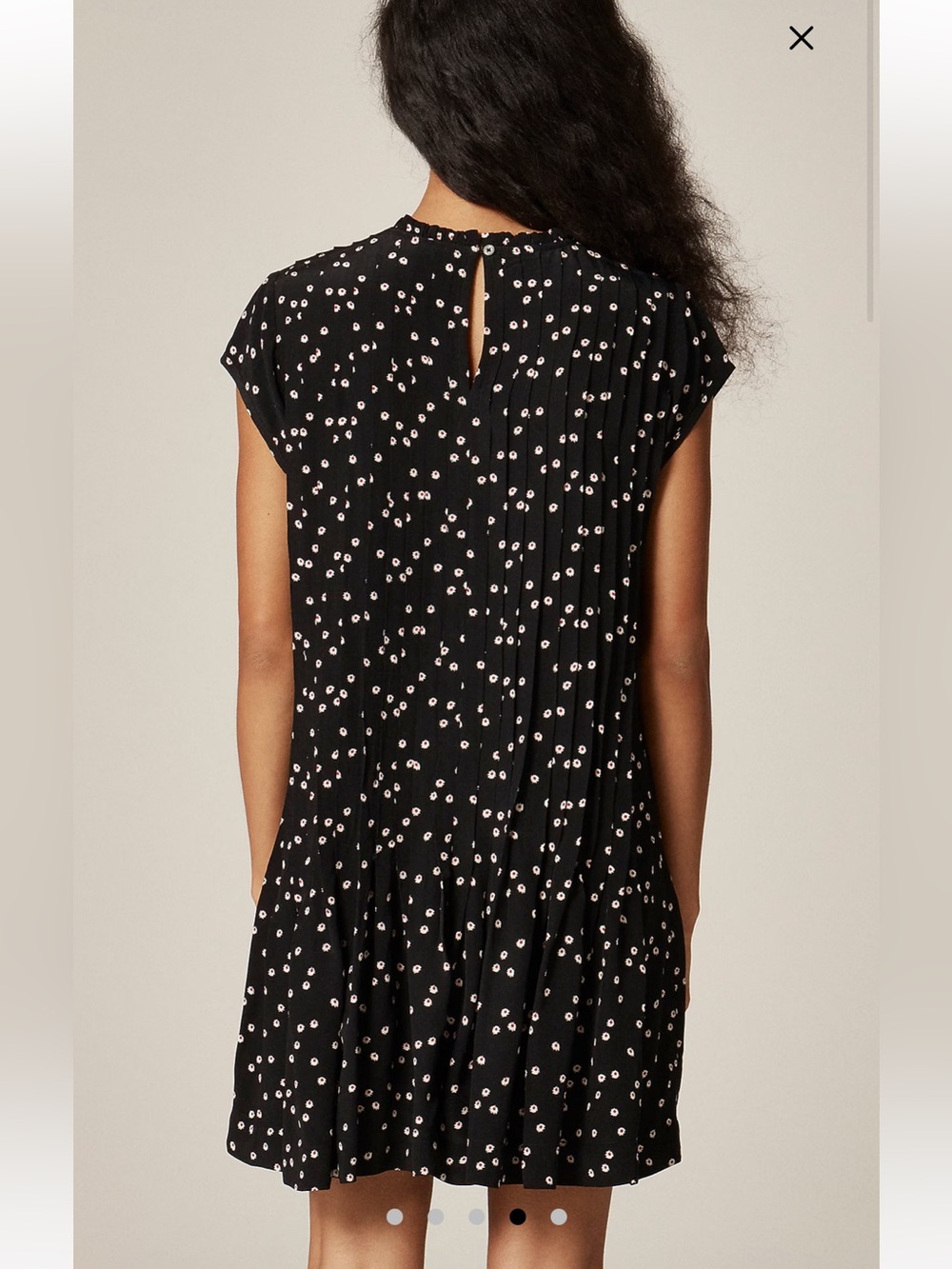 J. Crew Pintuck shift dress midnight floral print XXS NWT NEW pleated Sleeves - Picture 4 of 12